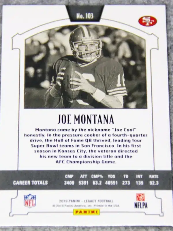 2019 Joe Montana #103 Panini Legacy - back