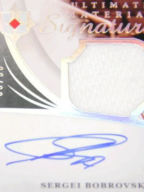 2020-21 Sergei Bobrovsky #UMS-SB Upper Deck Ultimate Material Signatures SN#69 - detail