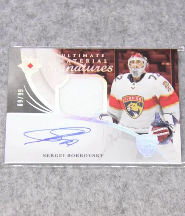 2020-21 Sergei Bobrovsky #UMS-SB Upper Deck Ultimate Material Signatures SN#69 - front