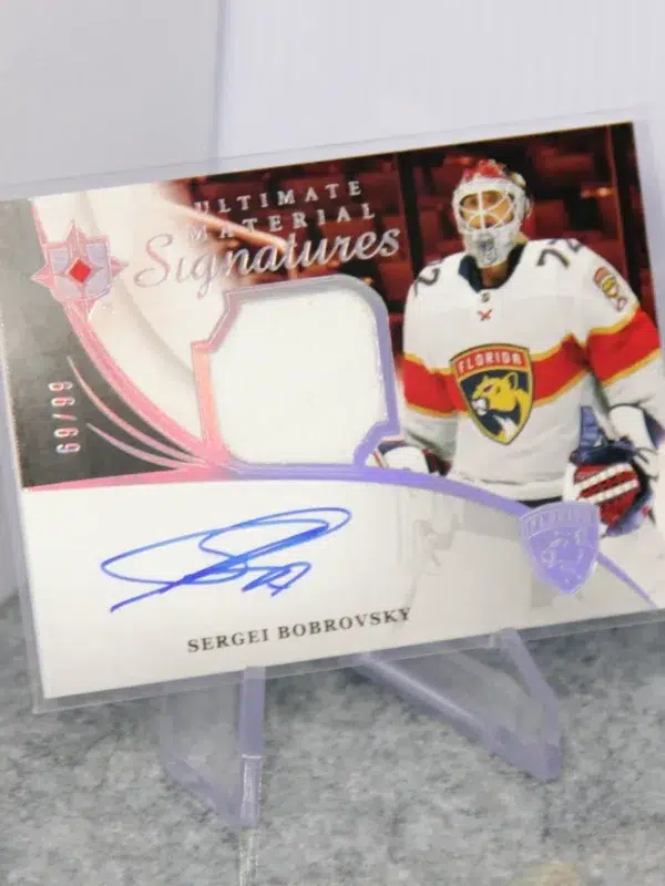 2020-21 Sergei Bobrovsky #UMS-SB Upper Deck Ultimate Material Signatures SN#69 - stand