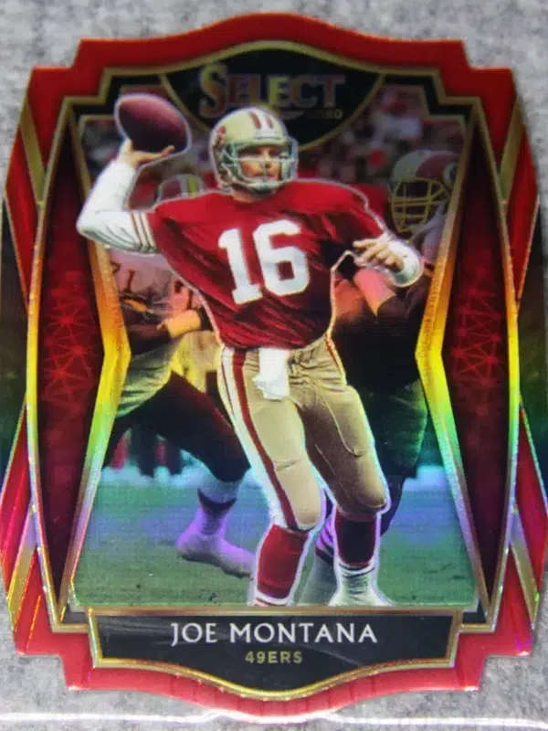 2020 Joe Montana #118 Panini Select Premier Level Die Cut Red Prizm - front