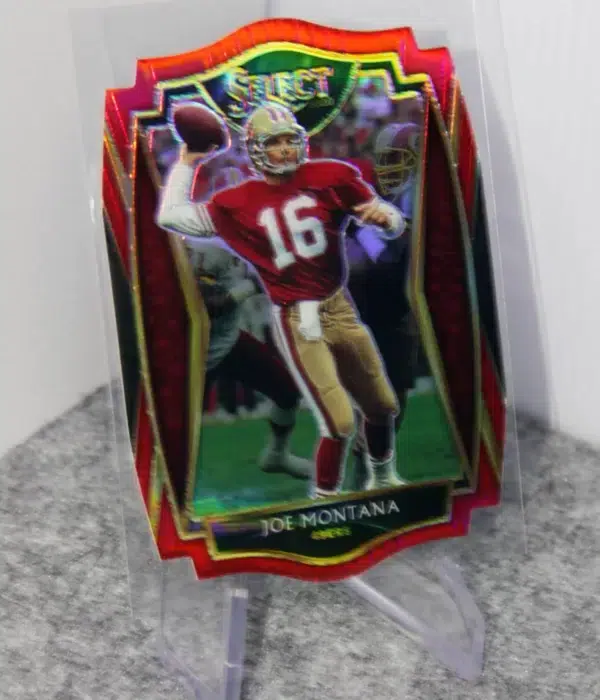 2020 Joe Montana #118 Panini Select Premier Level Die Cut Red Prizm - stand