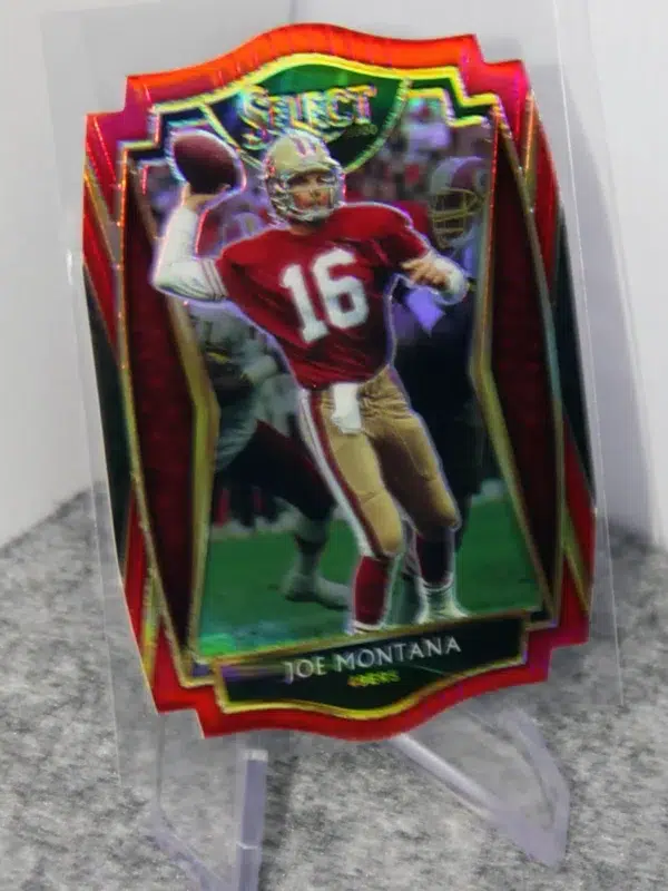 2020 Joe Montana #118 Panini Select Premier Level Die Cut Red Prizm - stand