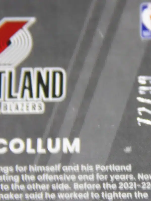 2021-22 CJ McCollum #DS-CJM Panini Donruss Optic Dominators Autograph SN#72 - detail