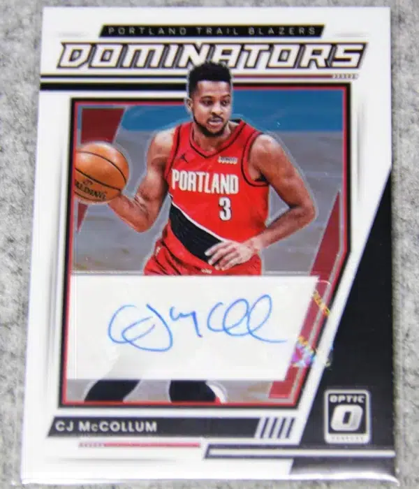 2021-22 CJ McCollum #DS-CJM Panini Donruss Optic Dominators Autograph SN#72 - front