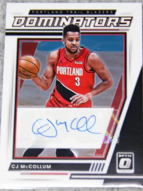 2021-22 CJ McCollum #DS-CJM Panini Donruss Optic Dominators Autograph SN#72 - front