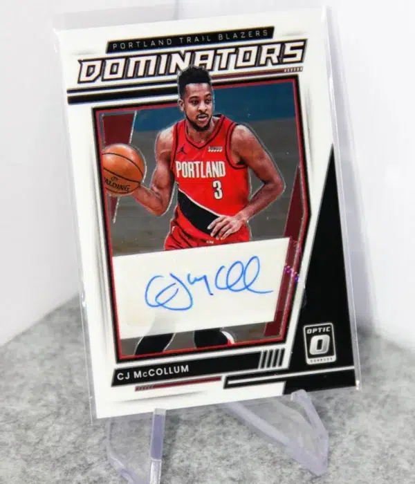 2021-22 CJ McCollum #DS-CJM Panini Donruss Optic Dominators Autograph SN#72 - stand