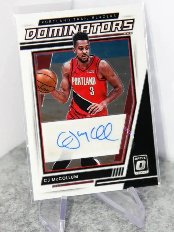2021-22 CJ McCollum #DS-CJM Panini Donruss Optic Dominators Autograph SN#72 - stand
