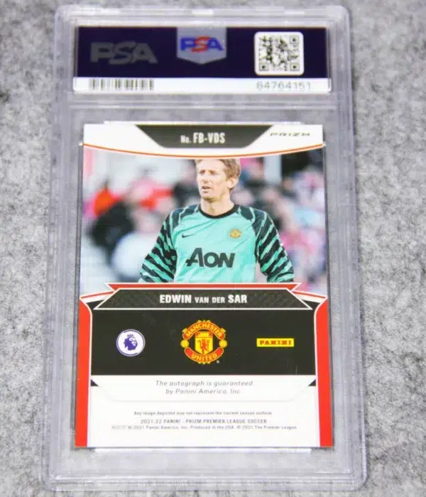 2021-22 Edwin van der Sar #FB-VDS Panini Prizm Premier League Flashback Autographs Choise Prizm - back
