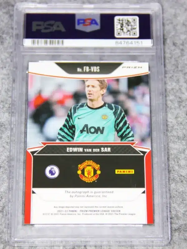 2021-22 Edwin van der Sar #FB-VDS Panini Prizm Premier League Flashback Autographs Choise Prizm - back