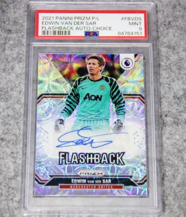 2021-22 Edwin van der Sar #FB-VDS Panini Prizm Premier League Flashback Autographs Choise Prizm - front