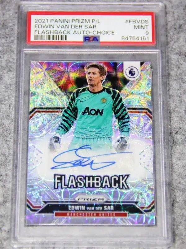 2021-22 Edwin van der Sar #FB-VDS Panini Prizm Premier League Flashback Autographs Choise Prizm - front
