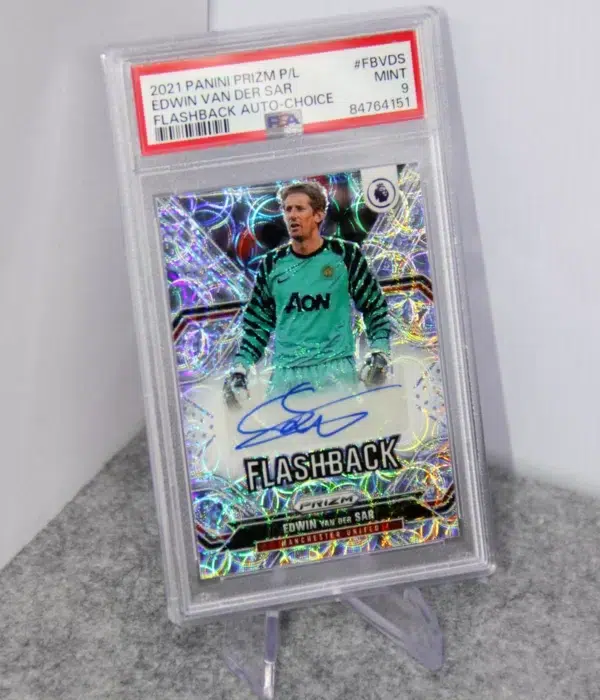 2021-22 Edwin van der Sar #FB-VDS Panini Prizm Premier League Flashback Autographs Choise Prizm - stand