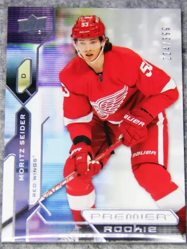 2021-22 Moritz Seider #102 Upper Deck Premier Rookies RC SN#224 - front