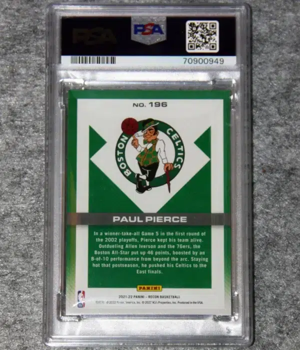 2021-22 Paul Pierce #196 Panini Recon Holo Swirl PSA MINT 9 SN#1 - back