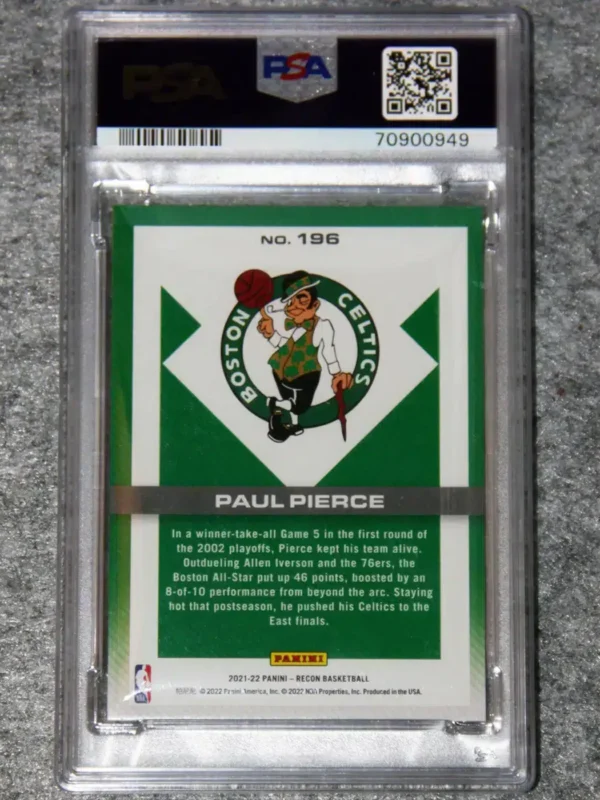 2021-22 Paul Pierce #196 Panini Recon Holo Swirl PSA MINT 9 SN#1 - back