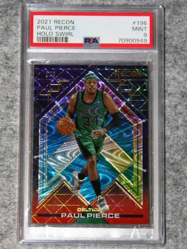 2021-22 Paul Pierce #196 Panini Recon Holo Swirl PSA MINT 9 SN#1 - front