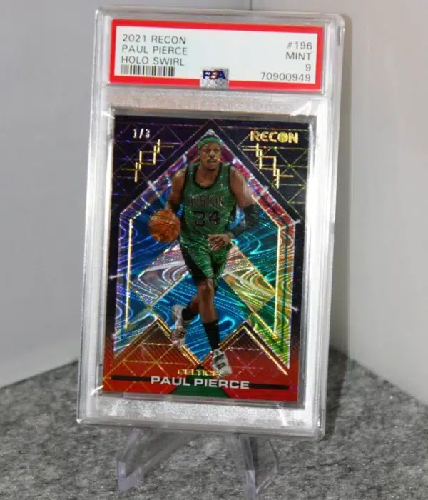 2021-22 Paul Pierce #196 Panini Recon Holo Swirl PSA MINT 9 SN#1 - stand
