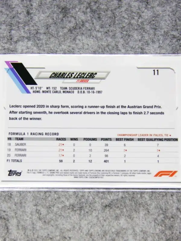 2021 Charles LeClerc #11 Topps Chrome - back