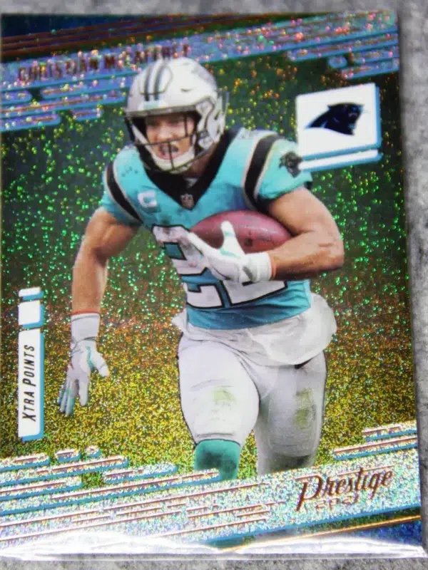 2021 Christian McCaffrey #78 Panini Prestige Xtra Points Galaxy Parallel - front
