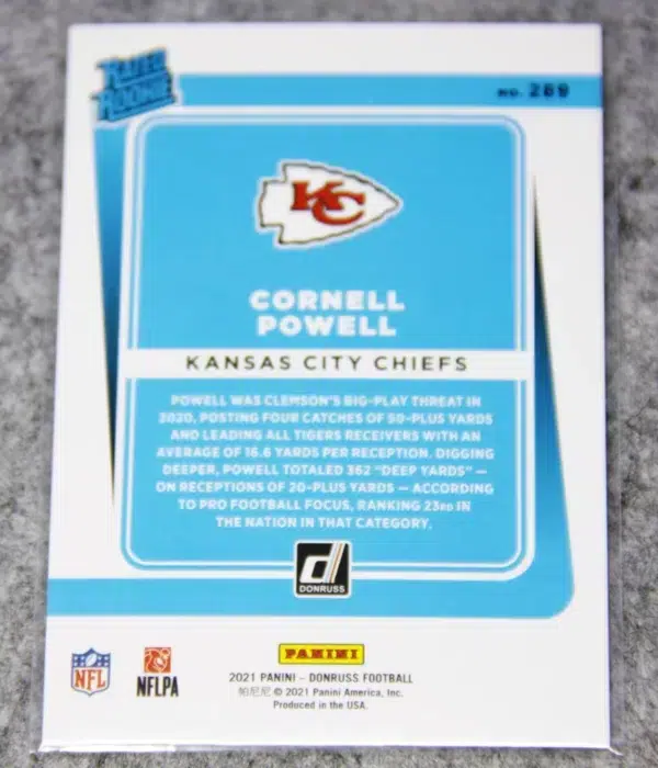 2021 Cornell Powell #289 Panini Donruss Rated Rookie RC - back