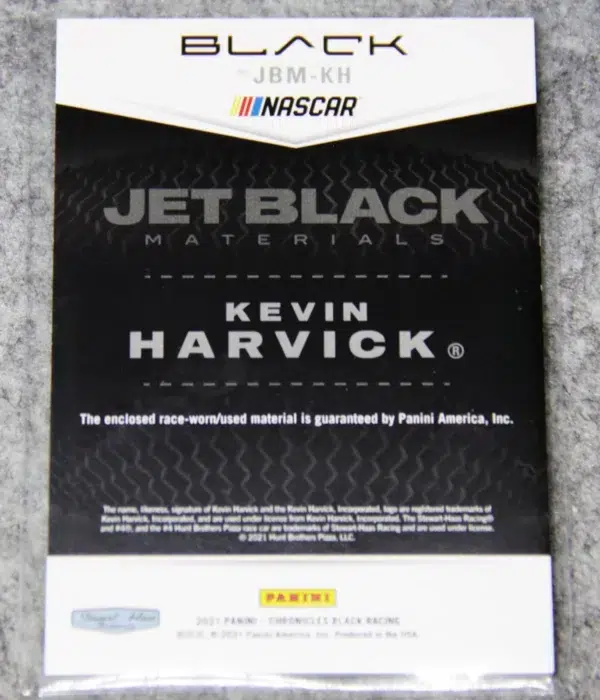2021 Kevin Harvick #JBM-KH Panini Nascar Jet Black Materials Dual Relic Red SN#37 - back