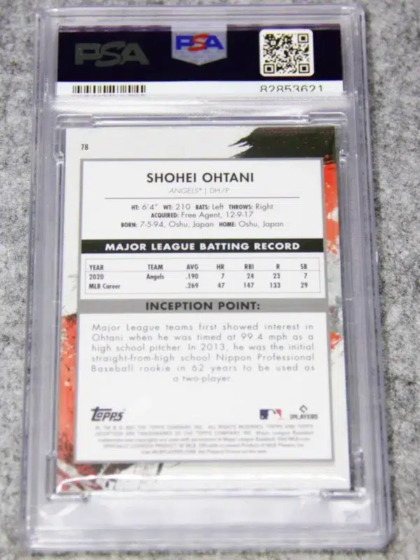2021 Shohei Ohtani #78 Topps Inception Magenta SN#94 PSA 9 MINT - back