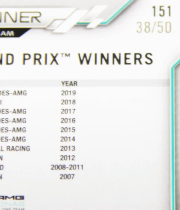 2021 Valtteri Bottas #151 Topps Chrome F1 Grand Prix Winner US Gold Refractor SN#38 - detail