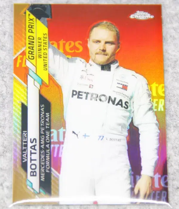 2021 Valtteri Bottas #151 Topps Chrome F1 Grand Prix Winner US Gold Refractor SN#38 - front