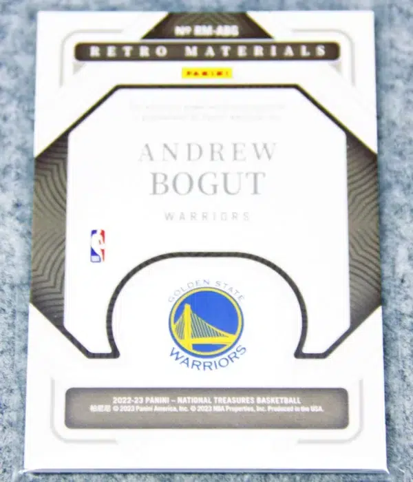 2022-23 Andrew Bogut #RM-ABG Panini National Treasures Retro Materials SN#90 - back