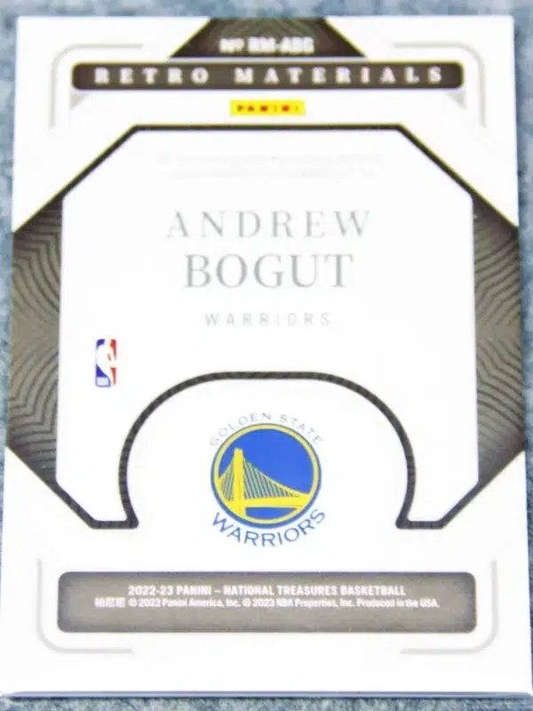 2022-23 Andrew Bogut #RM-ABG Panini National Treasures Retro Materials SN#90 - back