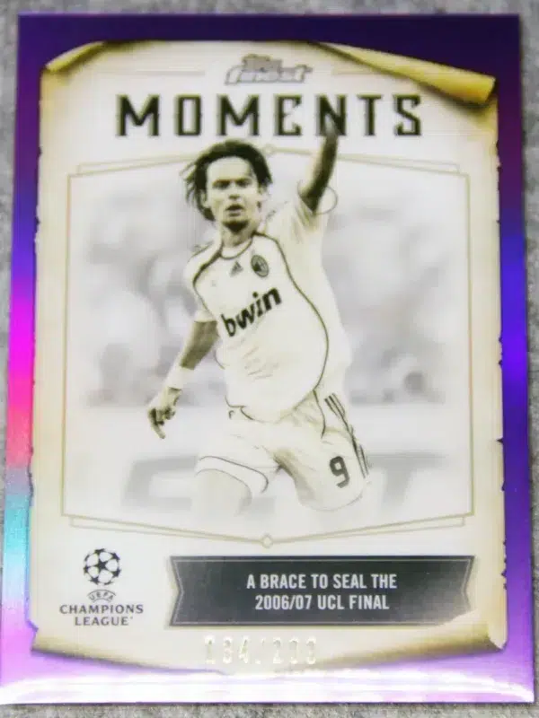2022-23 Filippo Inzaghi #FM-1 Topps Finest Moments UEFA Champions League Purple Refractor SN#134 - front