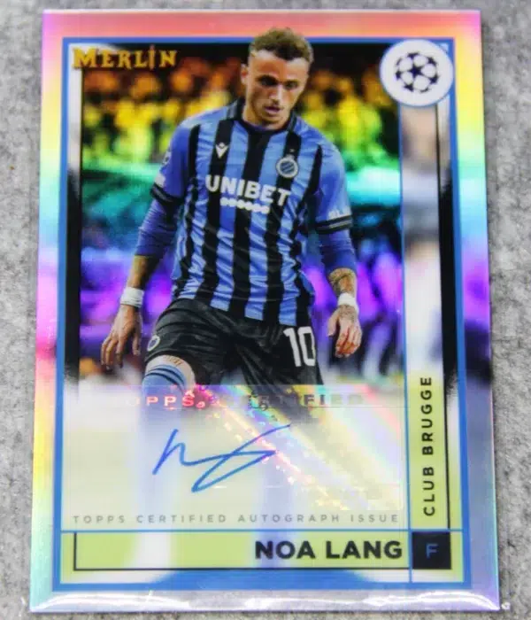 2022-23 Noa Lang #AC-NL Topps Merlin UEFA Champions League Autograph Card Refractor - front