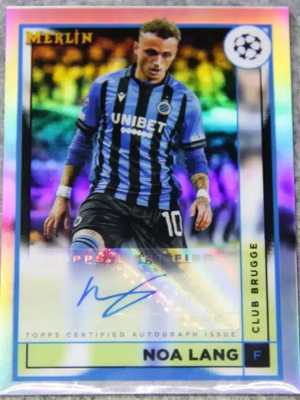 2022-23 Noa Lang #AC-NL Topps Merlin UEFA Champions League Autograph Card Refractor - front