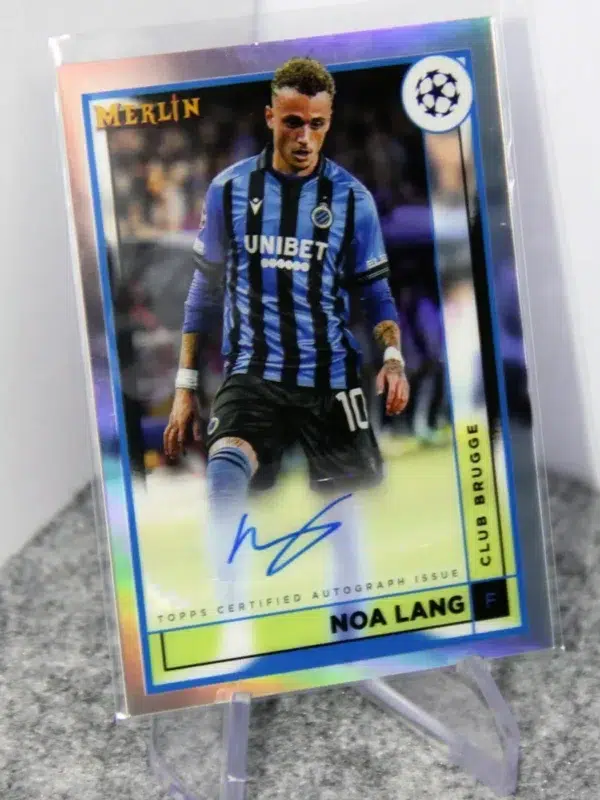 2022-23 Noa Lang #AC-NL Topps Merlin UEFA Champions League Autograph Card Refractor - stand