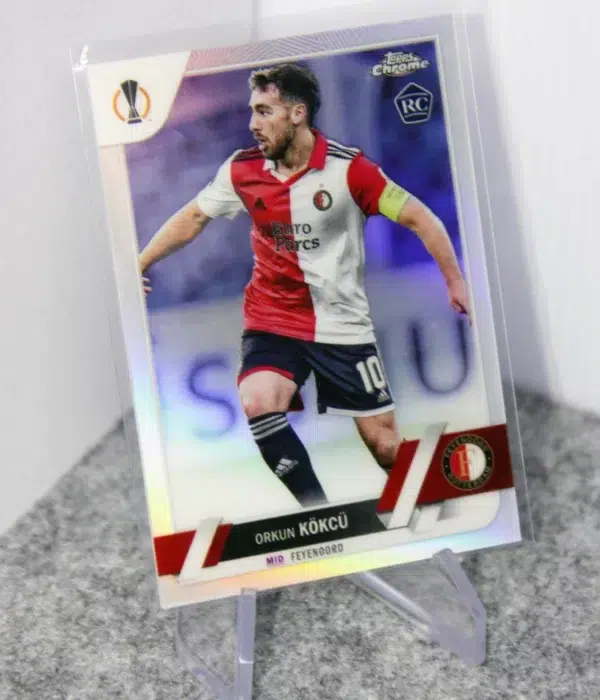 2022-23 Orkun Kokcu #151 Topps Chrome UEFA Europa League Silver Refractor RC - stand