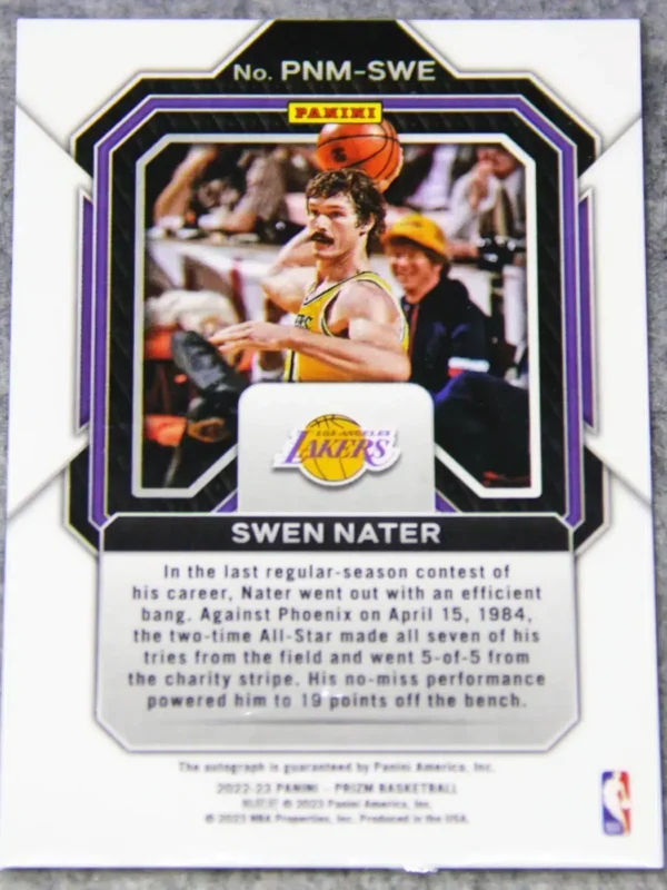 2022-23 Swen Nater #PNM-SWE Panini Prizm Penmanship Autograph - back