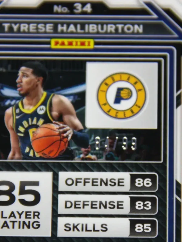 2022-23 Tyrese Haliburton #34 Panini Prizm Monopoly Red Prizm SN#84 - detail