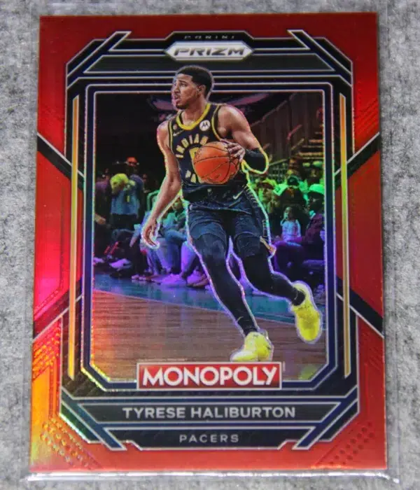2022-23 Tyrese Haliburton #34 Panini Prizm Monopoly Red Prizm SN#84 - front