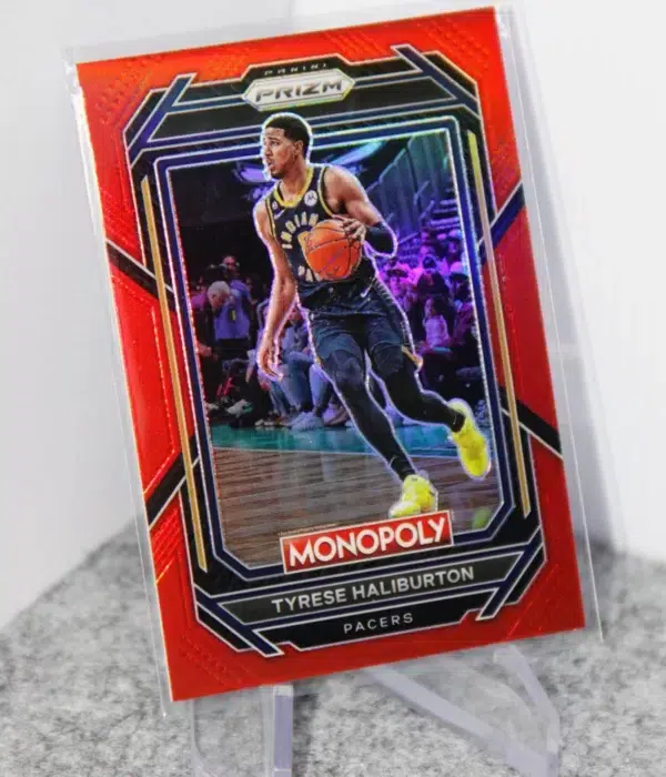 2022-23 Tyrese Haliburton #34 Panini Prizm Monopoly Red Prizm SN#84 - stand