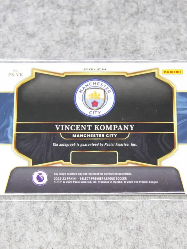 2022-23 Vincent Kompany #PS-VK Panini Premier League Pitchside Signatures Silver Prizm - back