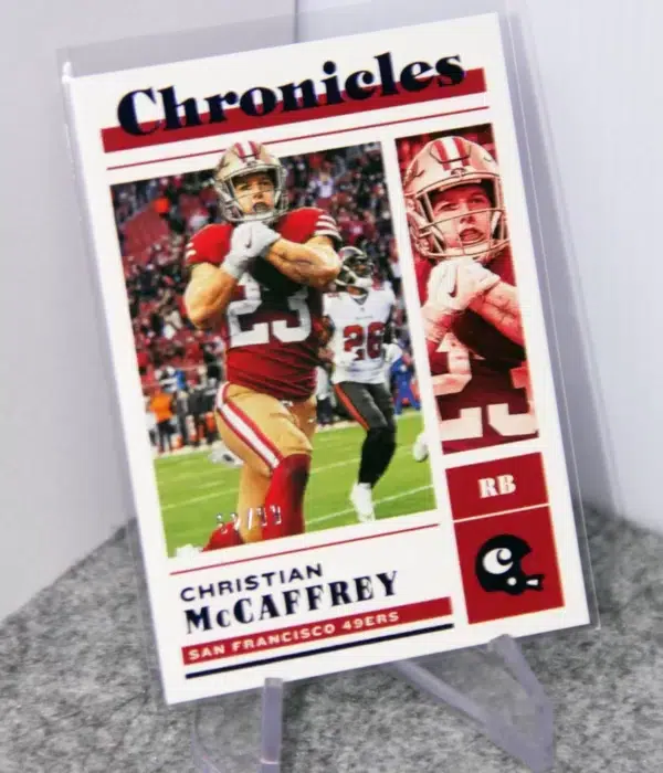 2022 Christian McCaffrey #29 Panini Chronicles Blue Parallel SN#52 - stand