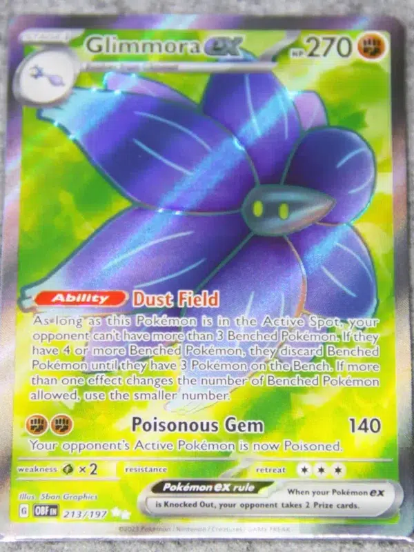 2022 Glimmora ex 213-197 Pokemon Obsidian Flames Full Art Ultra Rare - front