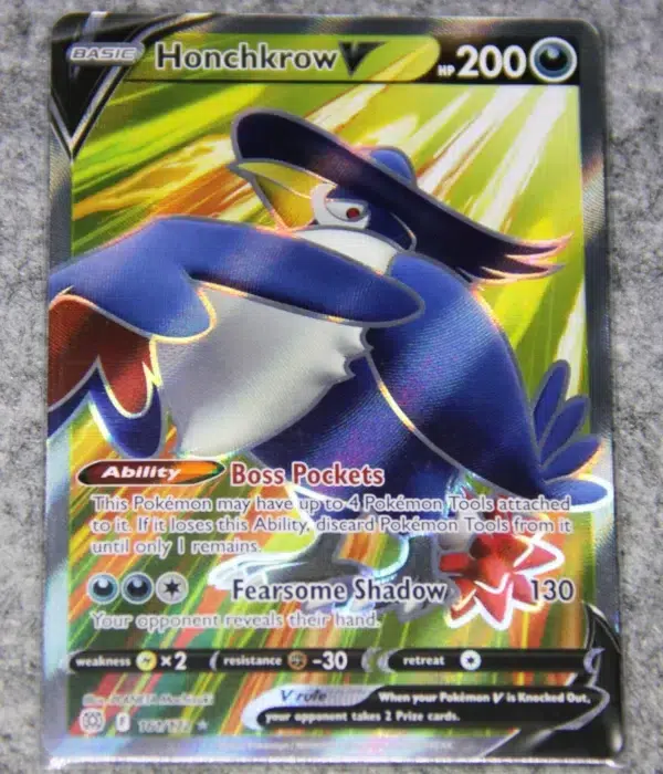 2022 Honchkrow V #161172 Pokemon Brilliant Stars Full Art Ultra Rare Holo - front