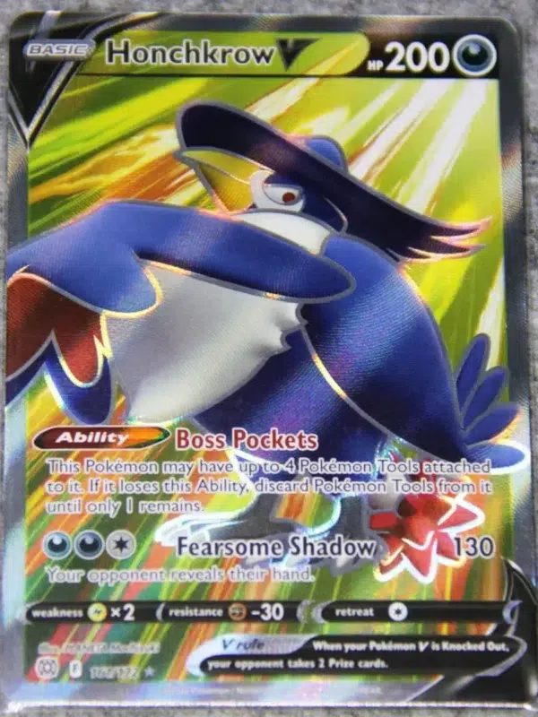 2022 Honchkrow V #161172 Pokemon Brilliant Stars Full Art Ultra Rare Holo - front