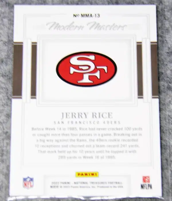 2022 Jerry Rice #MMA-13 Panini National Treasures Modern Masters SN#49 - back