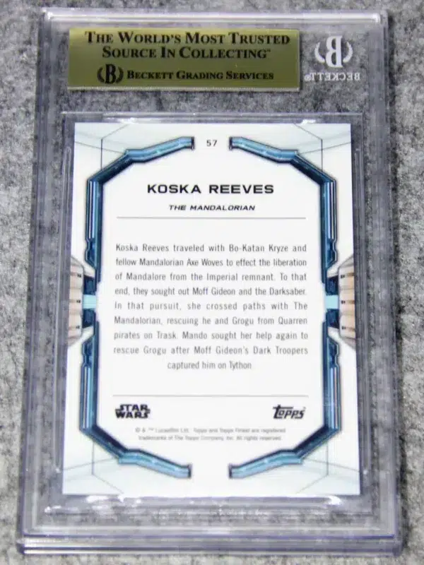 2022 Koska Reeves #57 Topps Finest Star Wars Blue Refractor SN#14 BGS 9.5 GEM MT - back