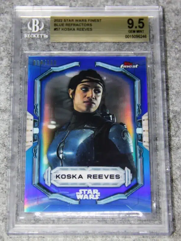 2022 Koska Reeves #57 Topps Finest Star Wars Blue Refractor SN#14 BGS 9.5 GEM MT - front