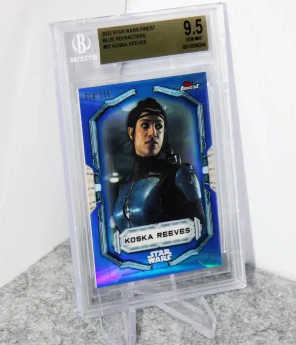 2022 Koska Reeves #57 Topps Finest Star Wars Blue Refractor SN#14 BGS 9.5 GEM MT - stand