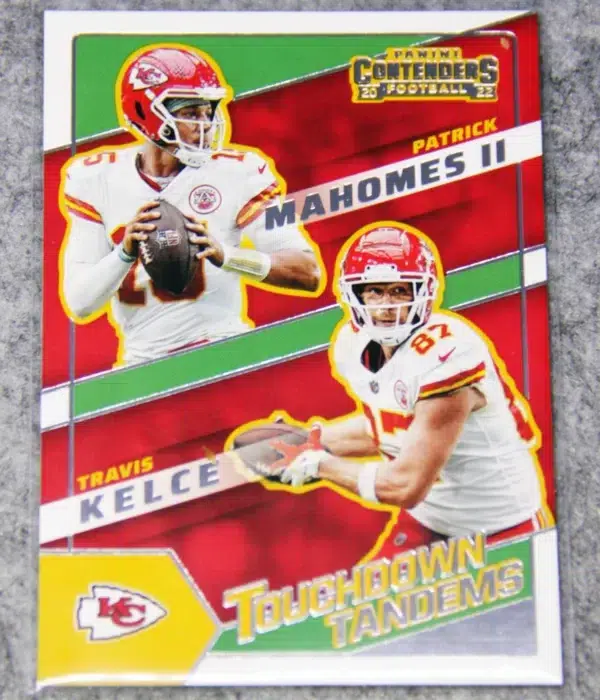 2022 Patrick Mahomes & Travis Kelce #TDT-KC Panini Contenders Touchdown Tandems - front